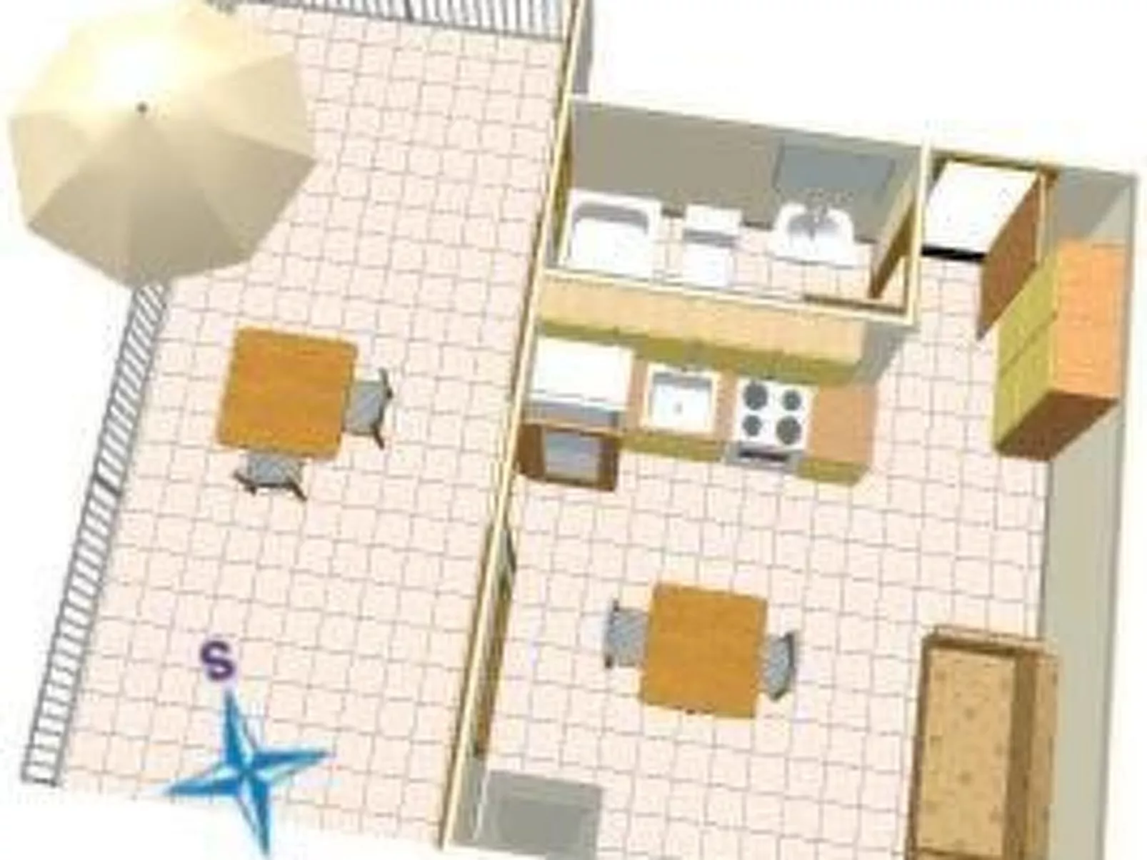 Studio im Erdgeschoss für zwei Personen mit einer Terrasse-Image-tags.info