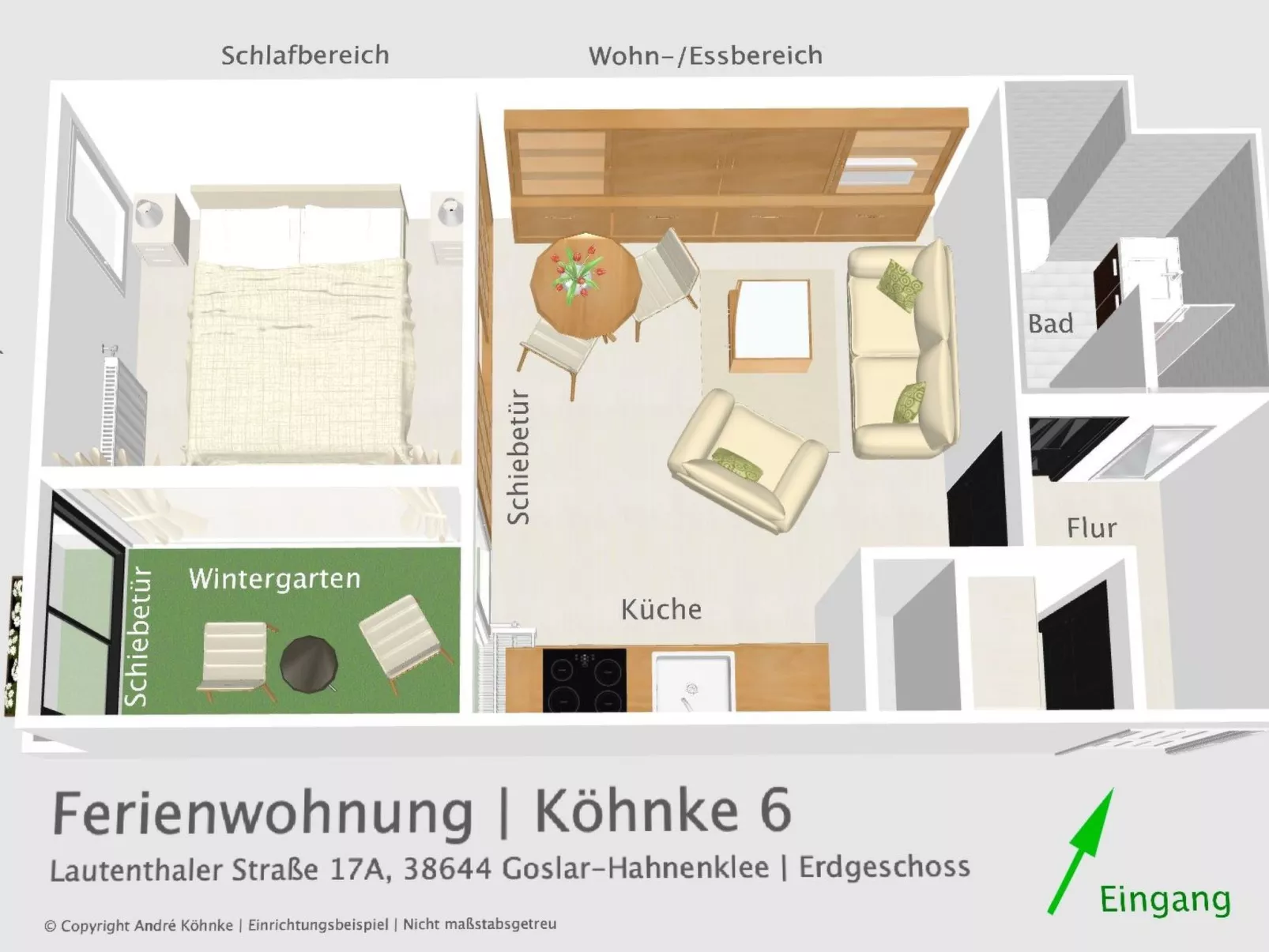 Fewo für 2 Personen mit Wintergarten-Drinnen