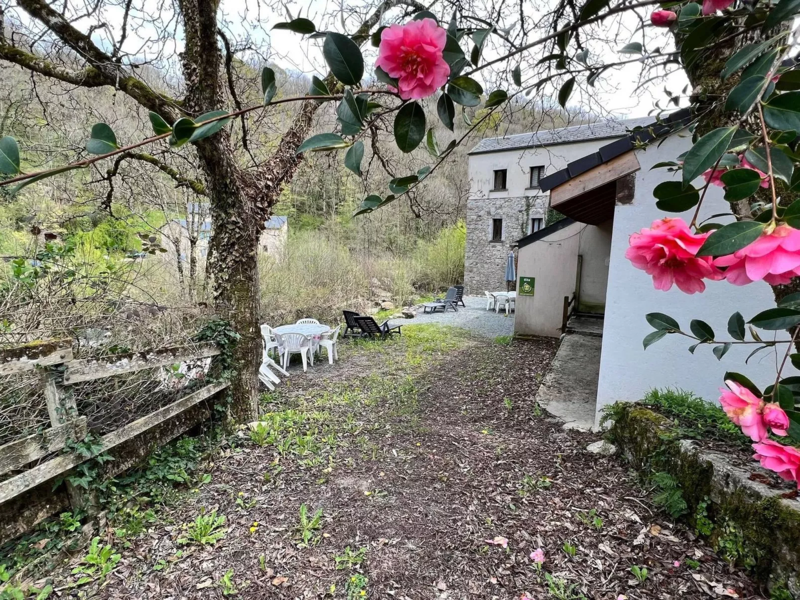 Wassermühle am Fluss-Dehors