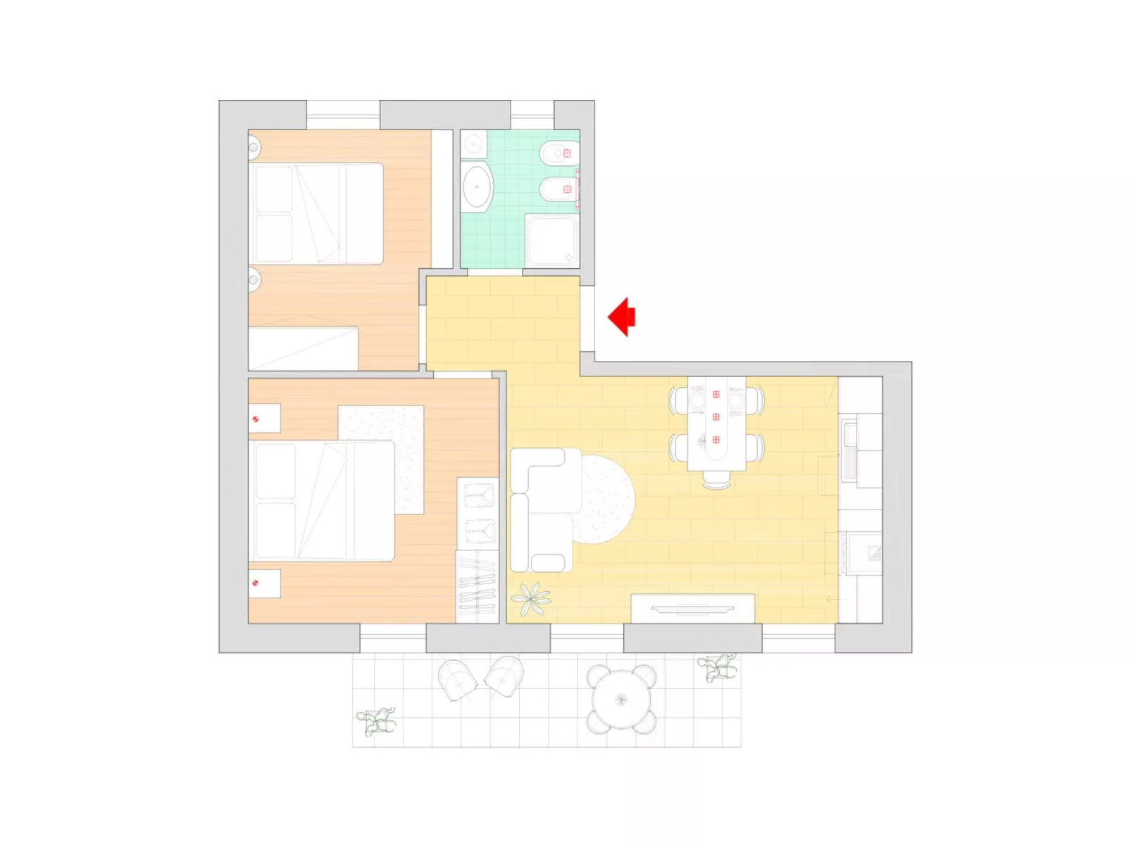 Wohnung 'Abstieg zum See' mit Wasserblick-Drinnen