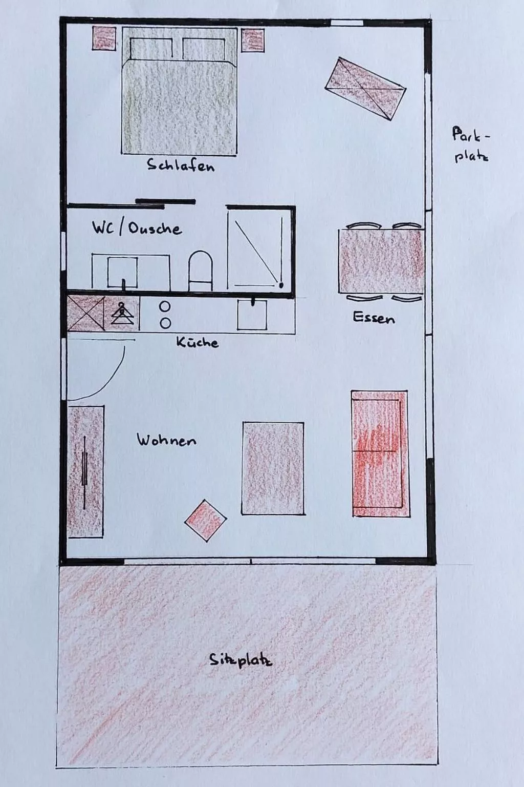 Gartenbungalow  2 - 3 Personen-Inside