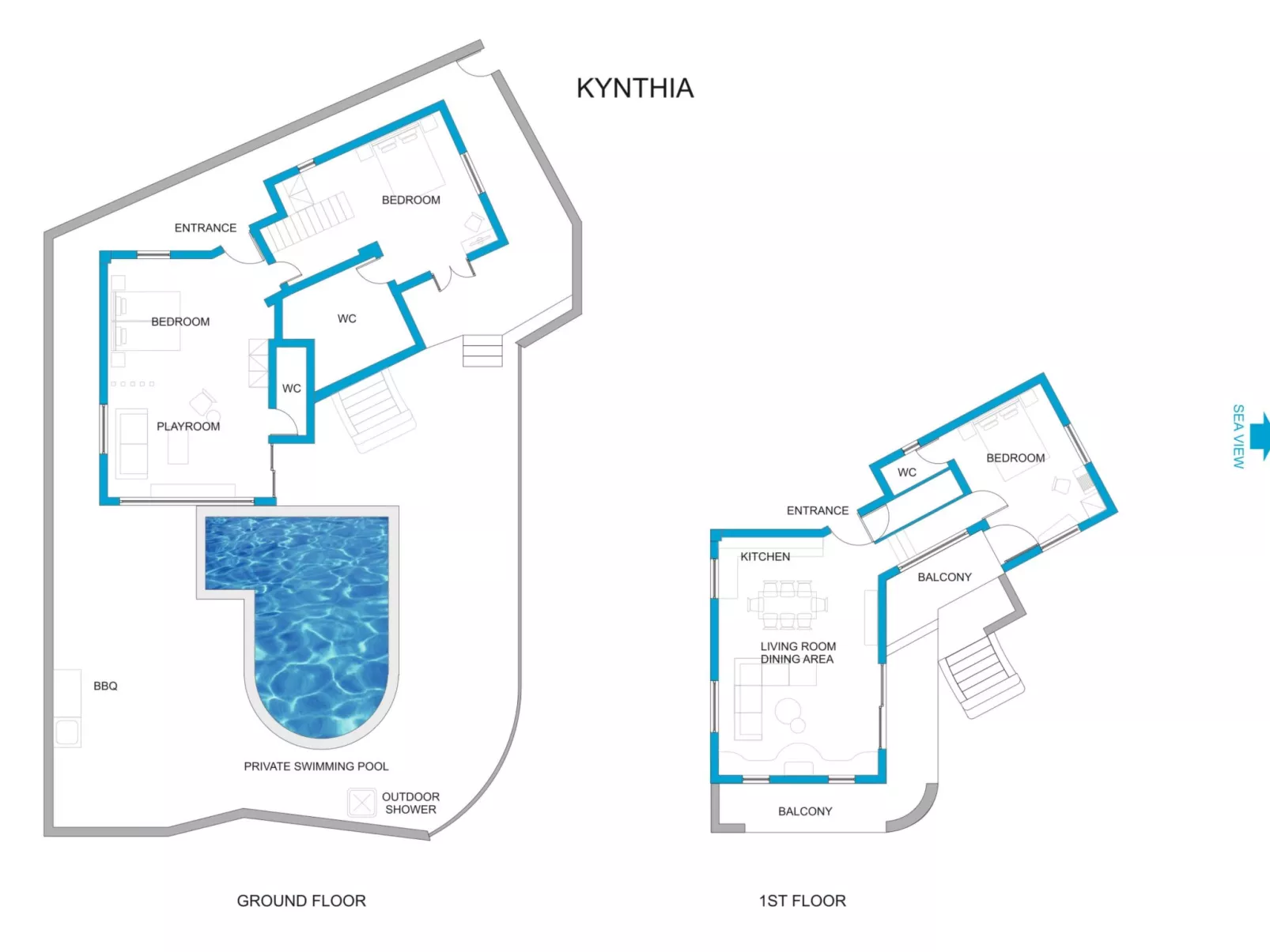 Herrliche Villa mit schönem Pool, Terrasse und Meerblick-Drinnen