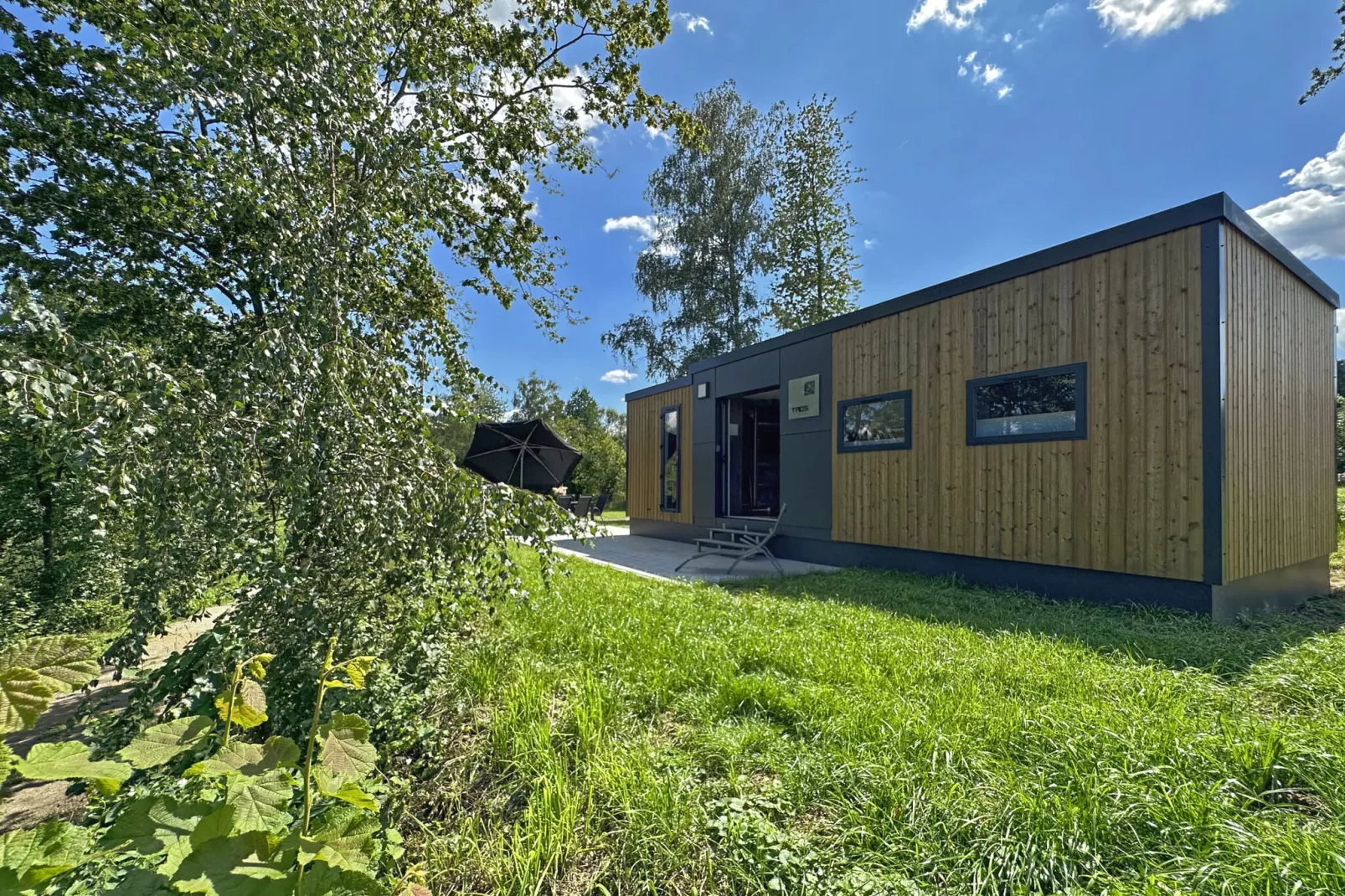 FERIENDORF SEEBLICK - Tiny Chalet am Eixendorfer See-Exterior summer