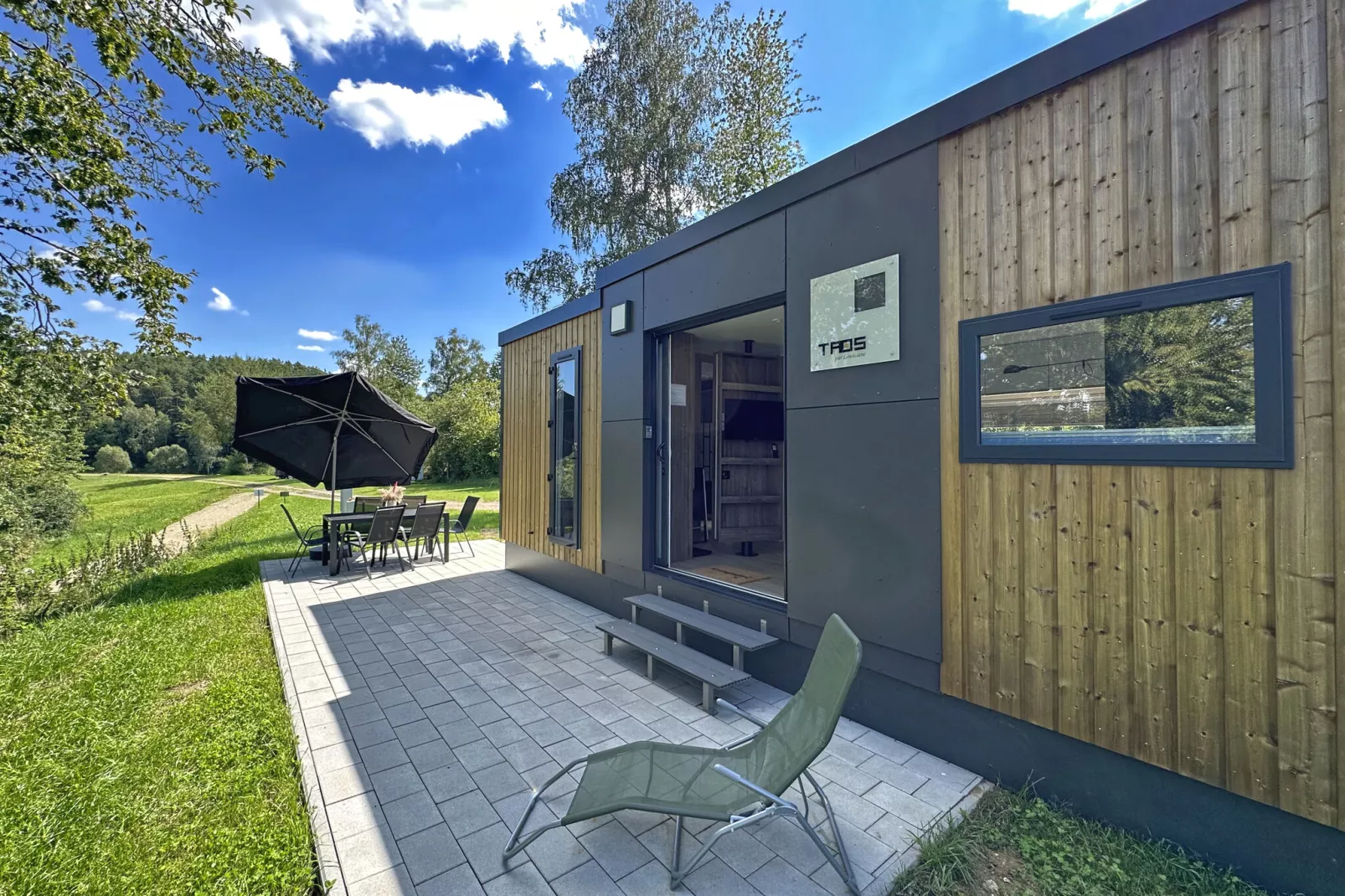 FERIENDORF SEEBLICK - Tiny Chalet am Eixendorfer See-Exterior summer