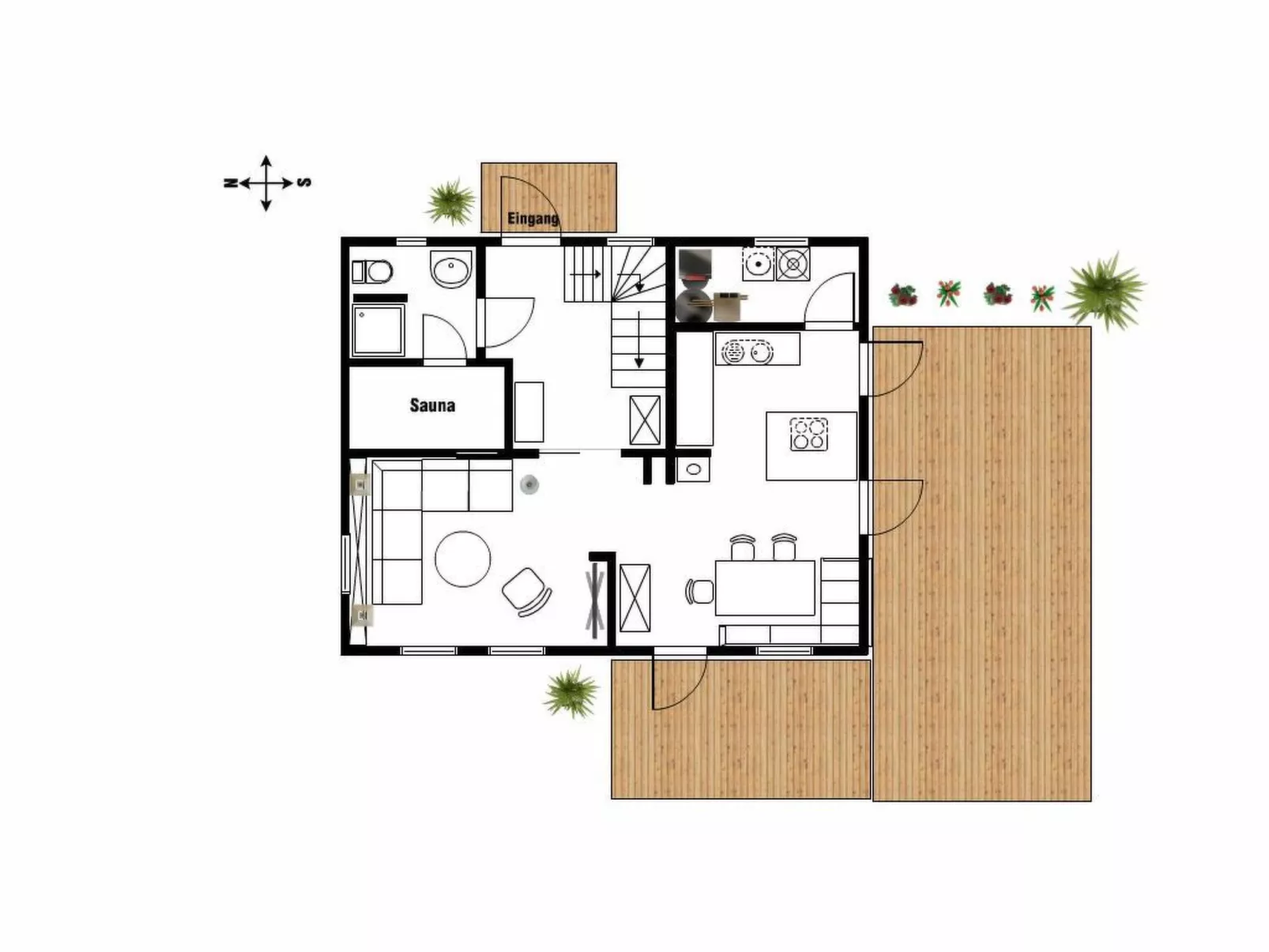 Komfortables Ferienhaus in Breege mit Sauna-Inside