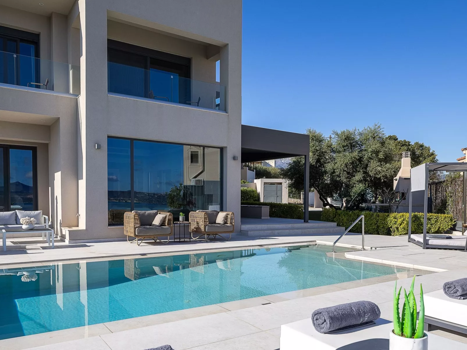 Kalyves Royal Villa-''Gratis''beheizter Pool, Fitnessraum, Meerblick-Inside