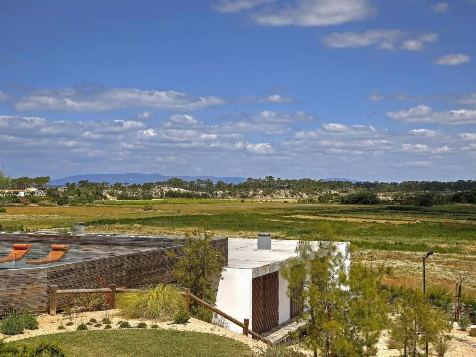 Exklusive Design-Villa in den Dünen, Pool auf dem Dach-Dehors