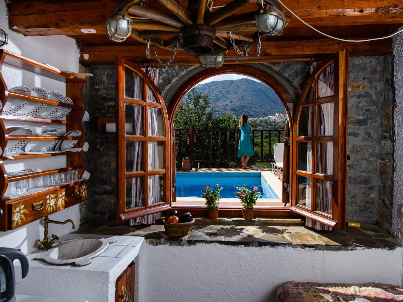 Steinhaus Erato Privater Pool Landschaftliche Kretische Ansichten-Inside