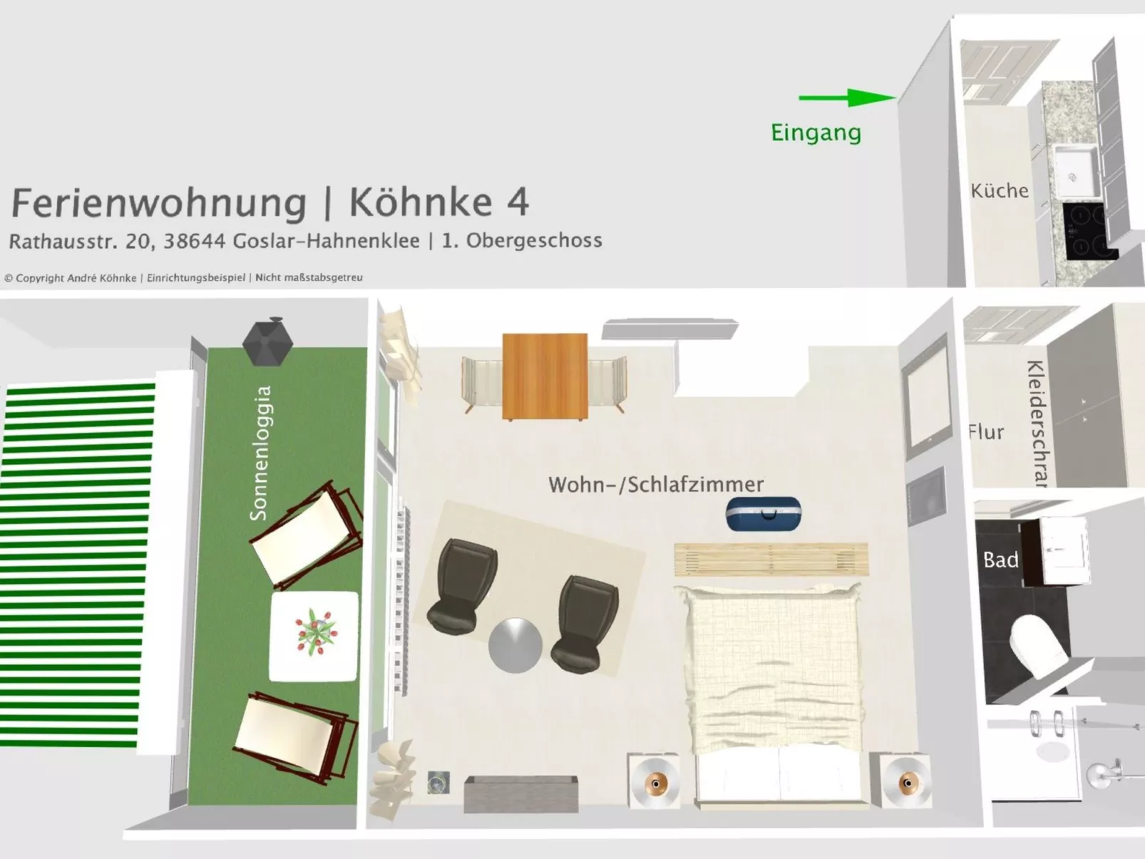 Ferienwohnung mit Boxspringbett-Dedans