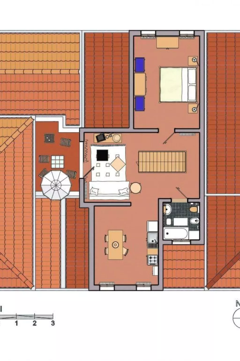 Zweijährige Terrassenwohnung-Inside