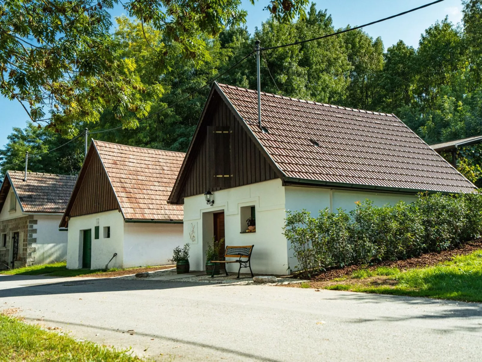Weinfass-Chalet für 4 in Grub an der March-Dehors