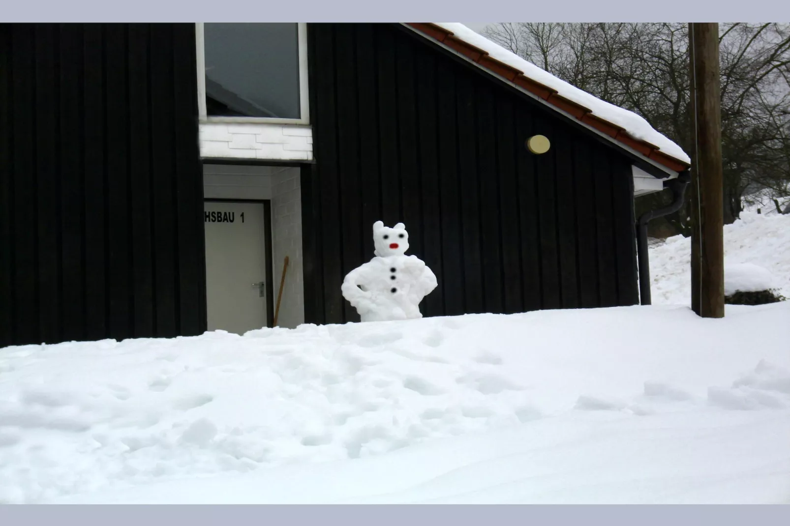 Dachsbau-Exterior in winter