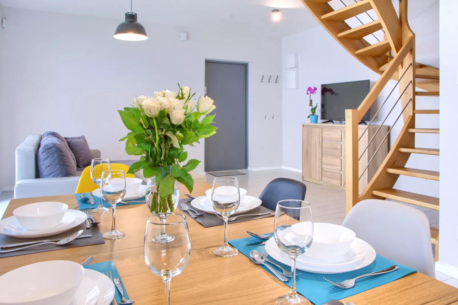 Domy z basenem Rogowo dla 7 osób-Esszimmer