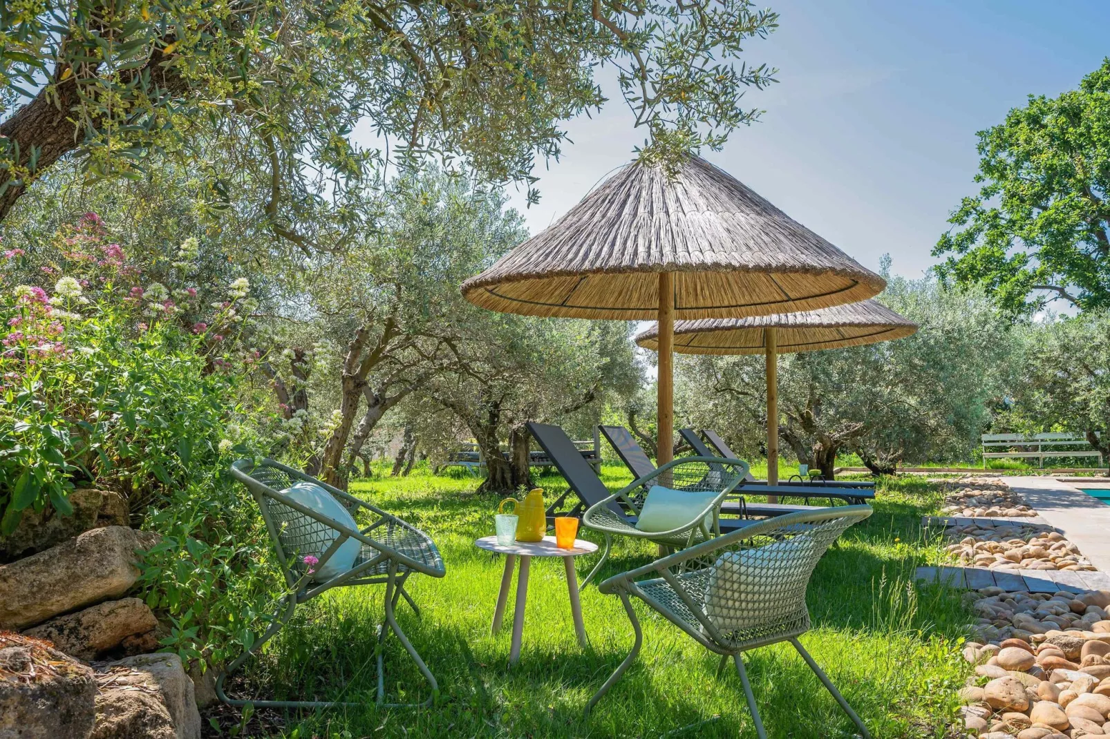 Le Mas Elaïa  votre havre familial avec piscine privée-Terrasse / balcon