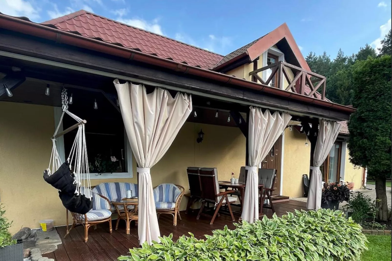 Dom wakacyjny w Krzyni dla max 7 osób-Terrasse/Balkon