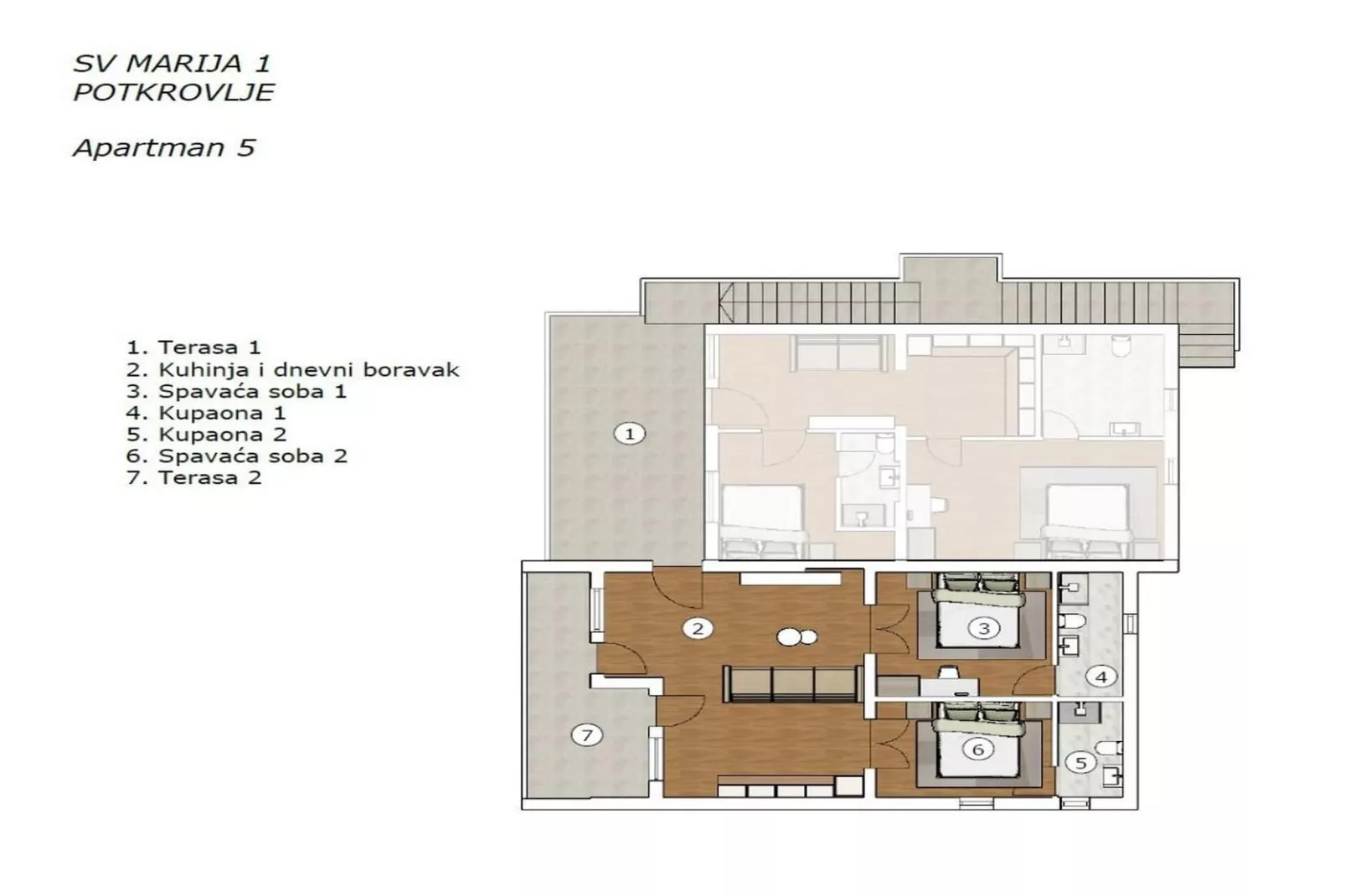 Sv Marija1 - Ferienwohnung 5 - Typ 4plus2 - Floor plan