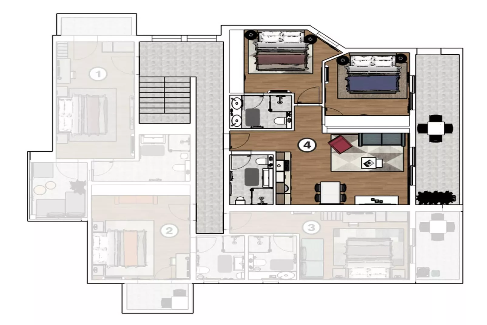 Sv Marija2 - Ferienwohnung 4 - Typ 4plus2-Grundriss