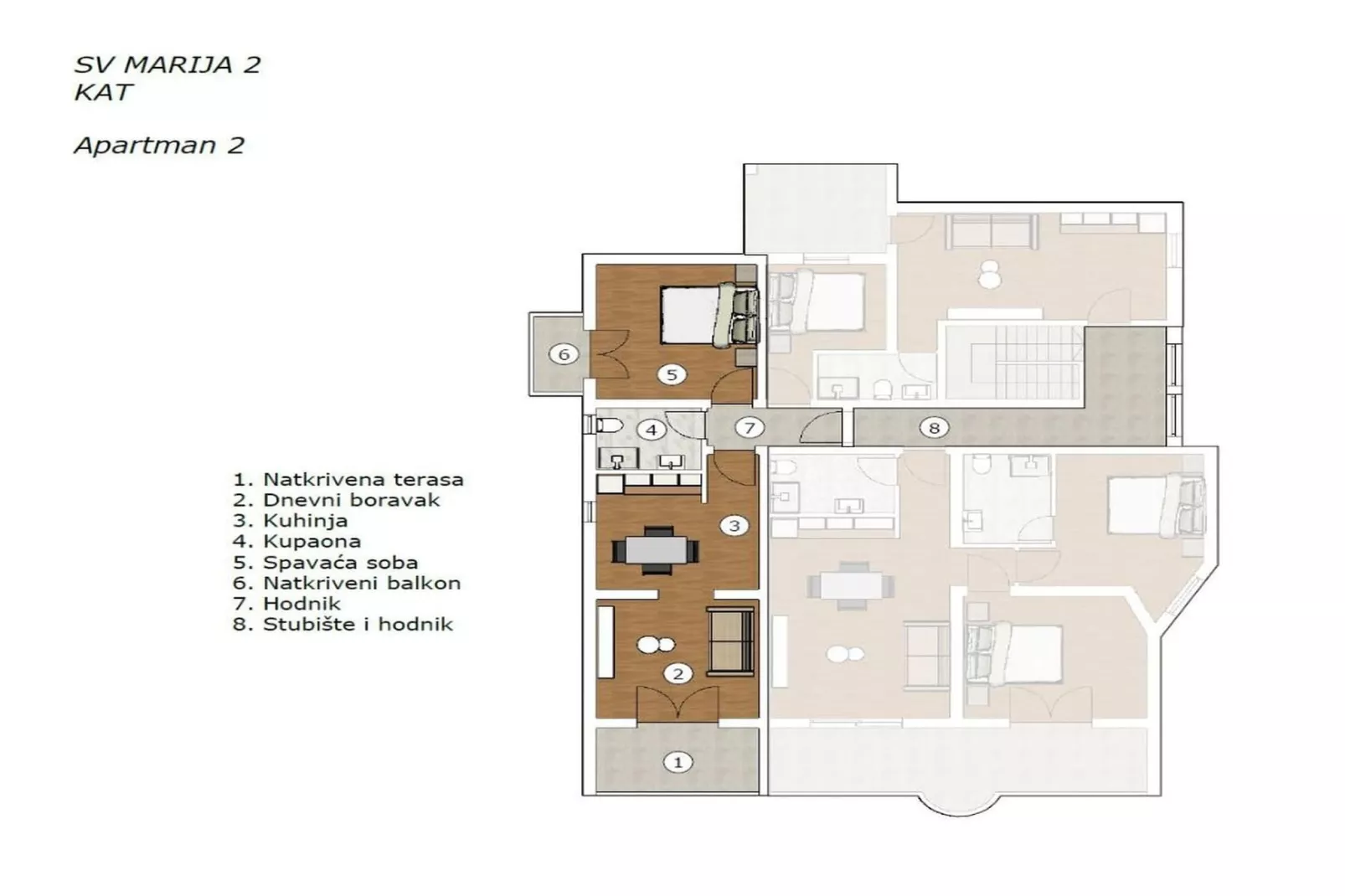 Sv Marija 2 - Ferienwohnung 2 - Typ 2plus2 - Floor plan