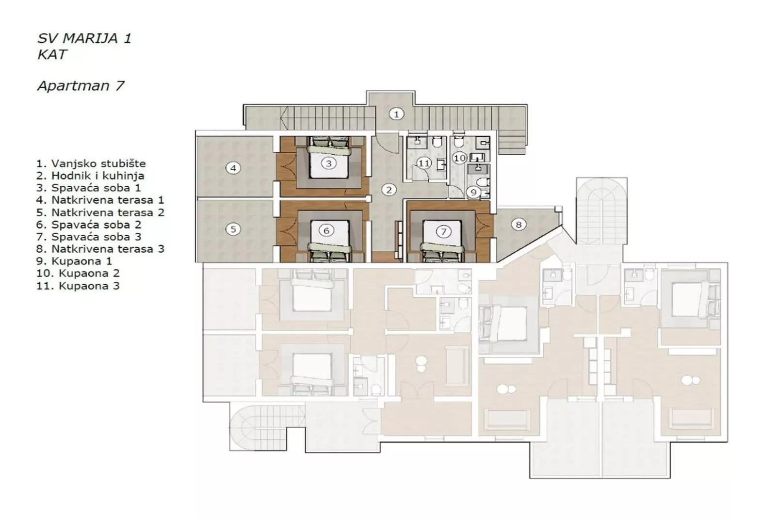 Sv Marija1 - Ferienwohnung 7 - Typ 4plus2 - Grundriss