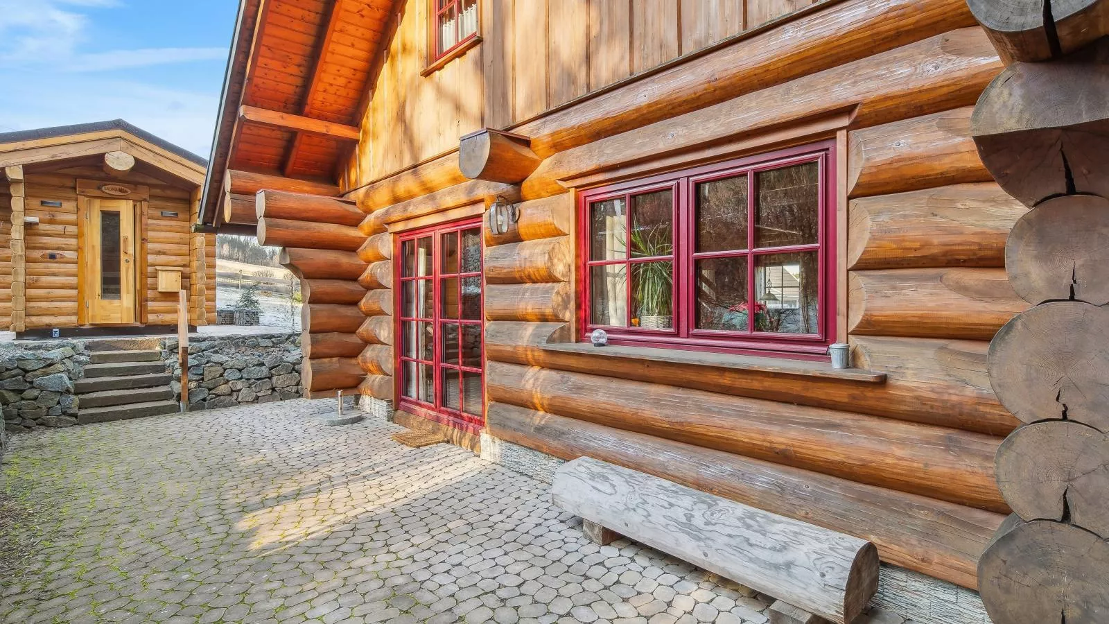 Naturstammhaus-Extérieur hiver