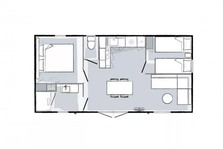 Caravan park Mas des Lavandes Sérignan-Mobilhome Prestige TVclim 2ch 4p-Floor plan