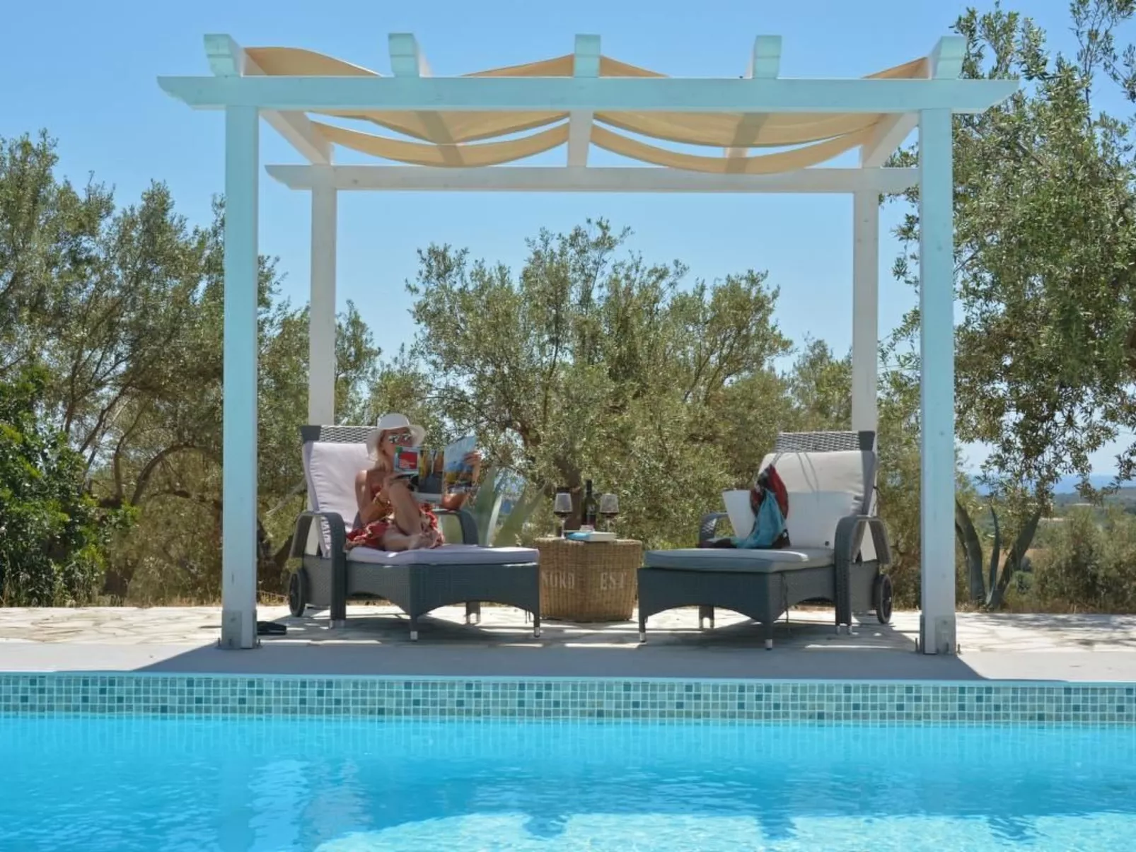 Moderne Ferienvilla bei Noto mit Meerblick und privatem Pool - Draußen