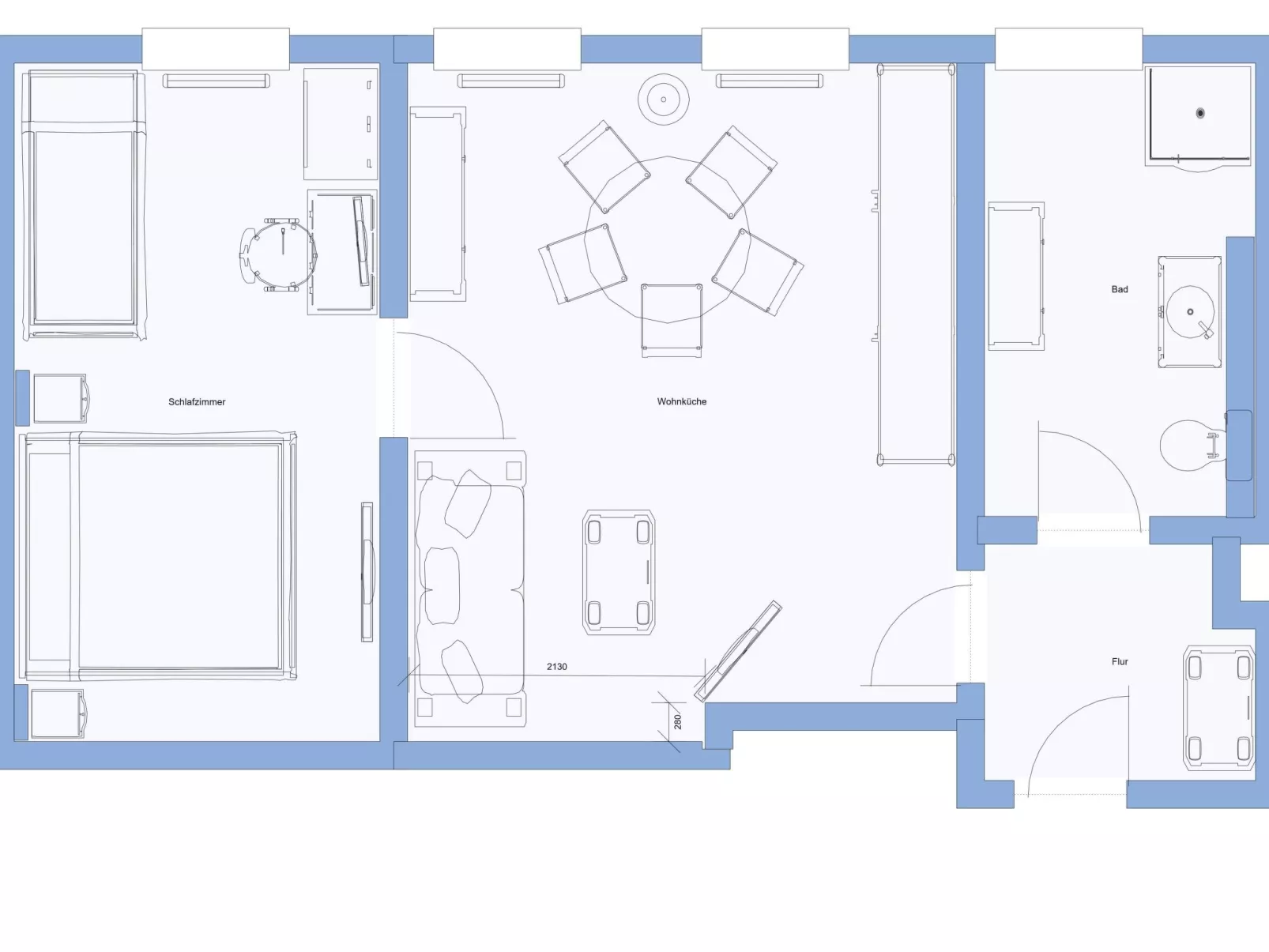 Schiller Apartment im Zentrum von Hof. Küche, Parkplatz, 250MBit Wlan - Inside