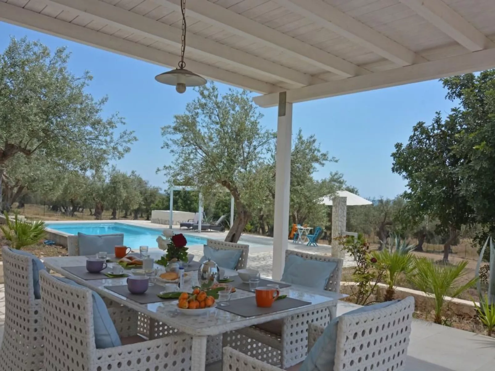 Moderne Ferienvilla bei Noto mit Meerblick und privatem Pool - Draußen