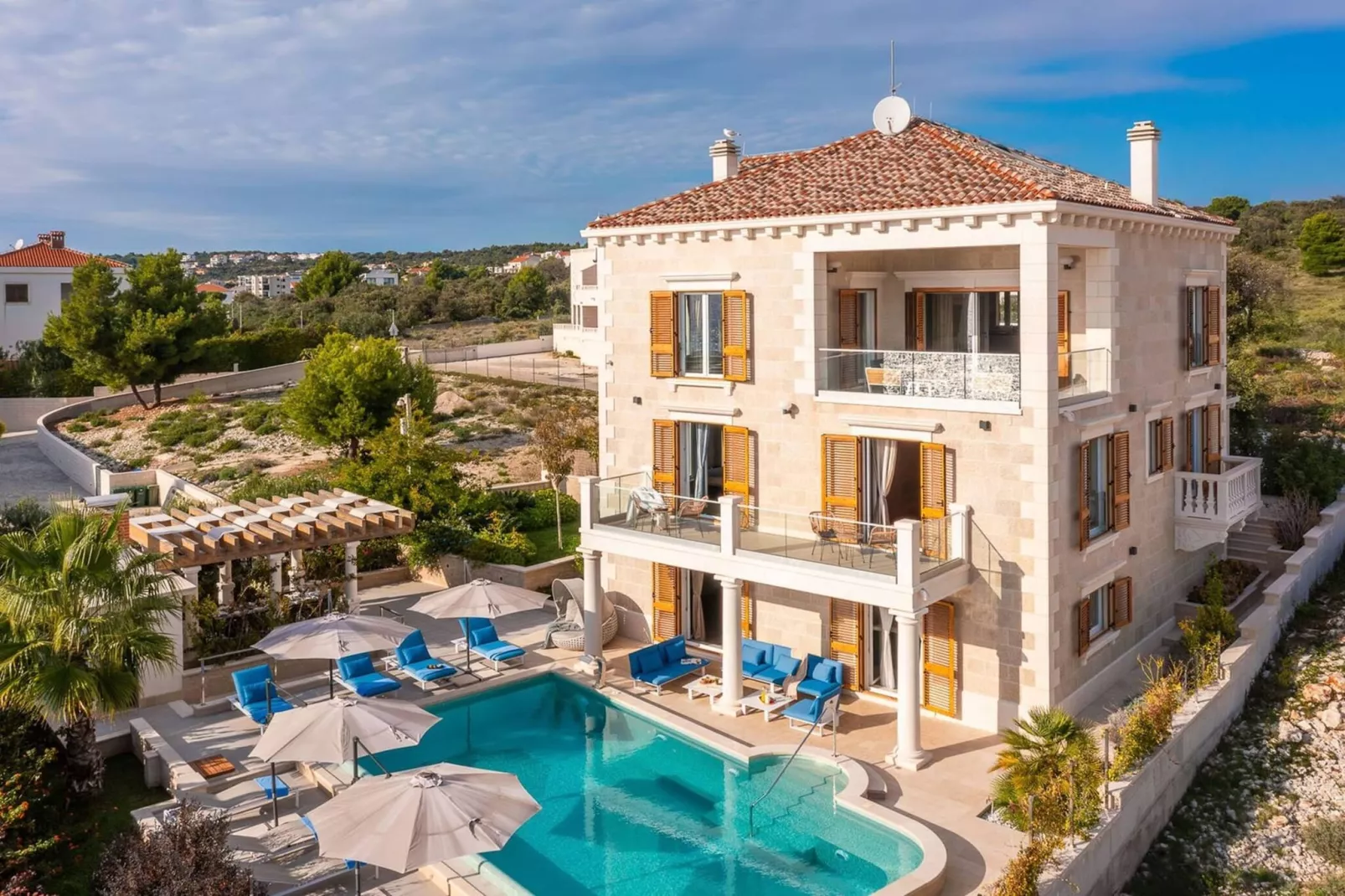 Luxury Seafront Villa Castello Rogoznica with Pool