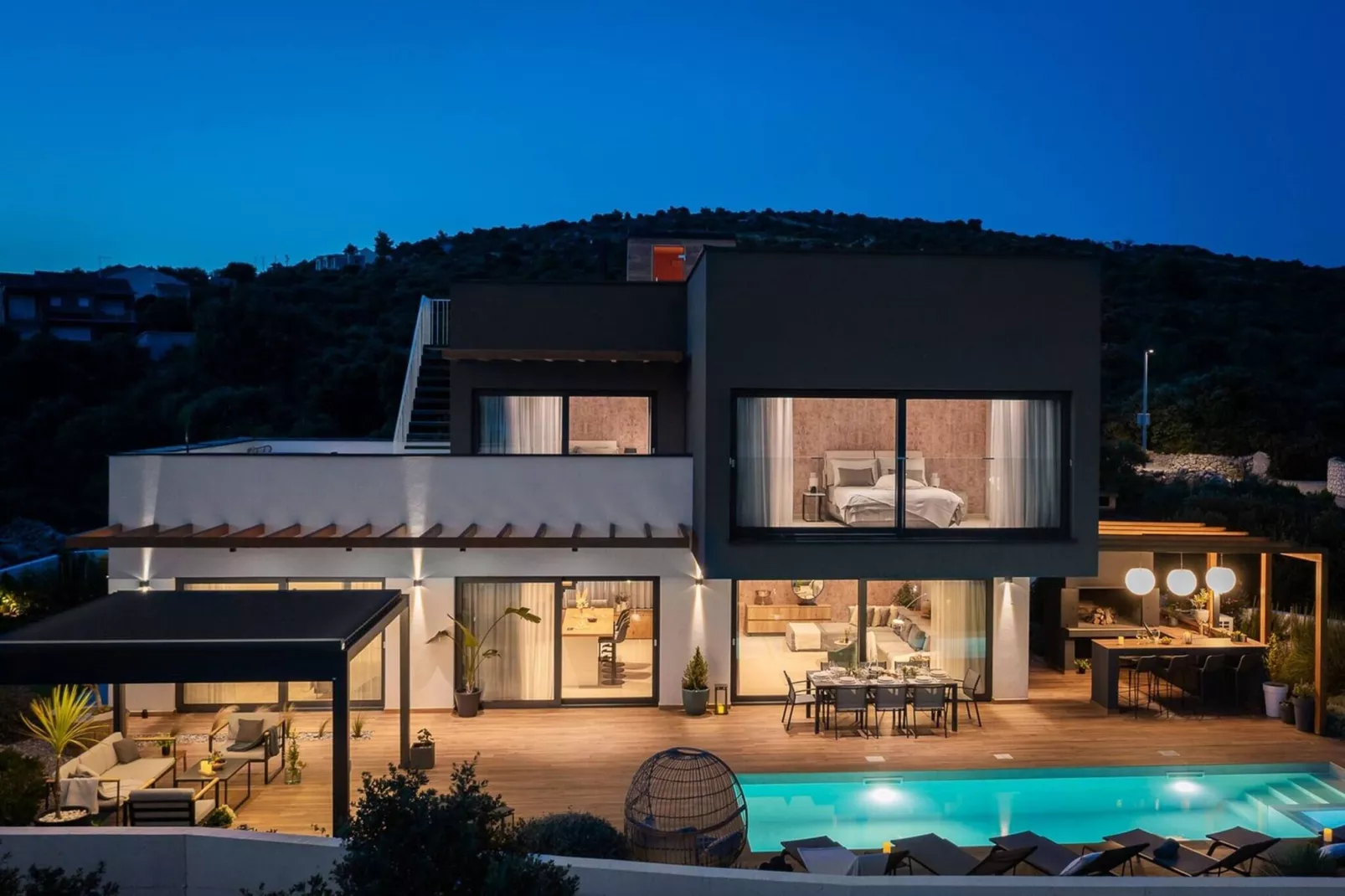 Luxury Villa Indigo Kanica with Heated Pool - Exterior in summer