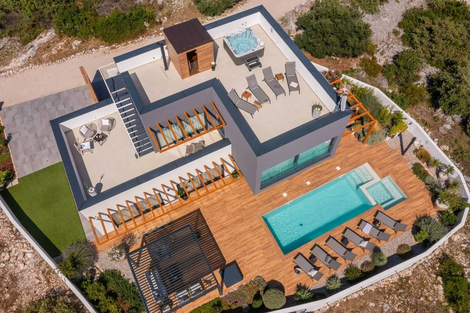 Luxury Villa Indigo Kanica with Heated Pool - Exterior in summer