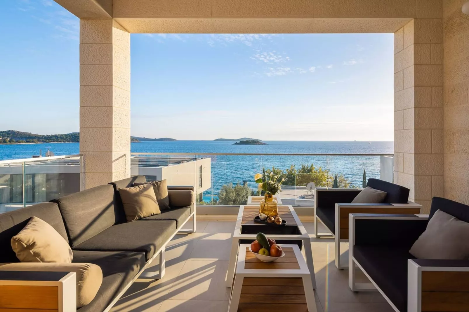 Luxury Seafront Villa Castello Rogoznica with Pool - Terrace balcony