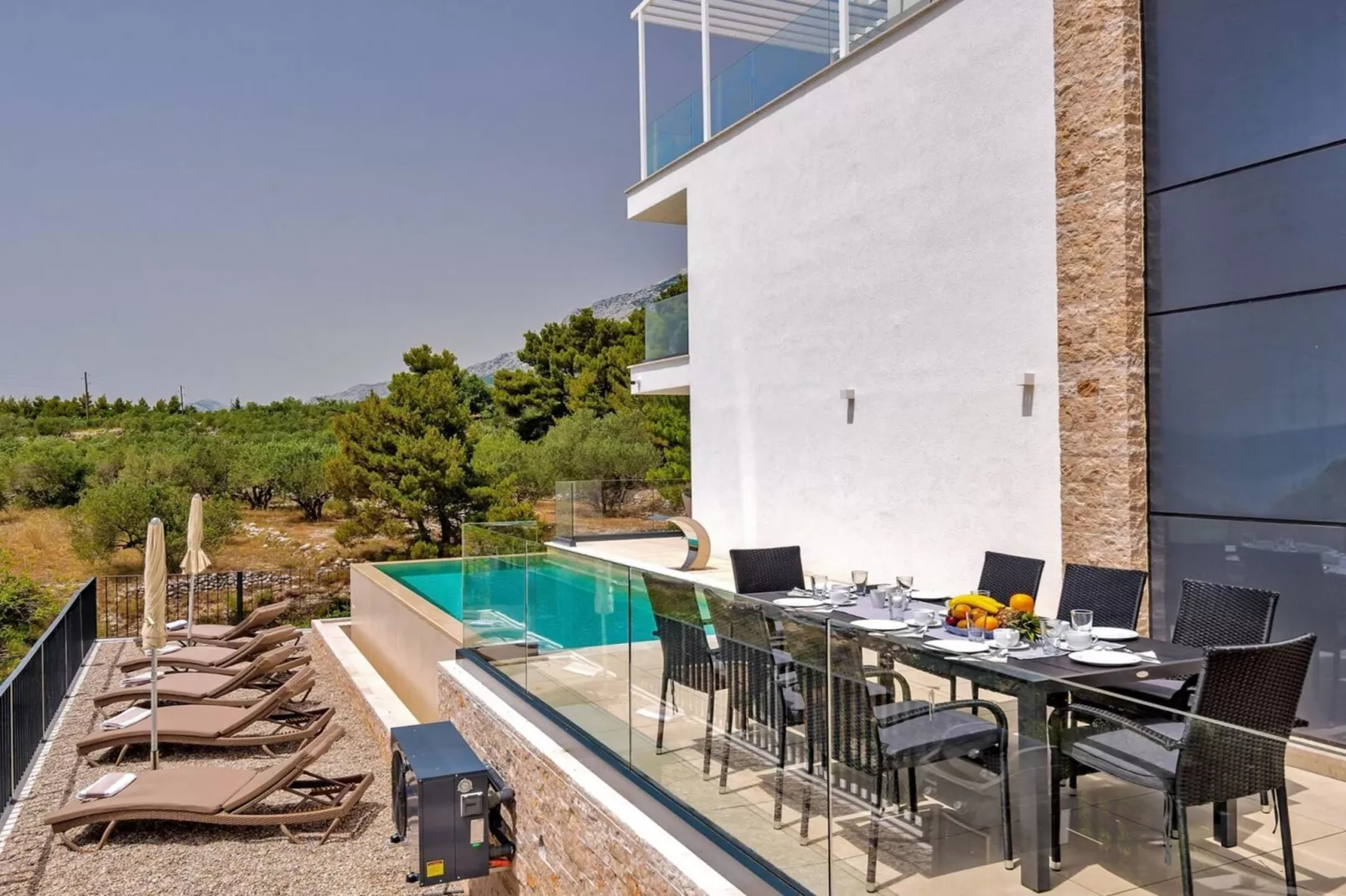 Luxury Villa Delight I – Promajna, Heated Pool - Terrace balcony