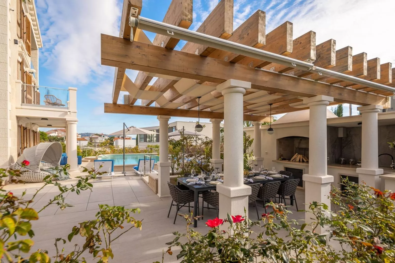 Luxury Seafront Villa Castello Rogoznica with Pool - Terrace balcony