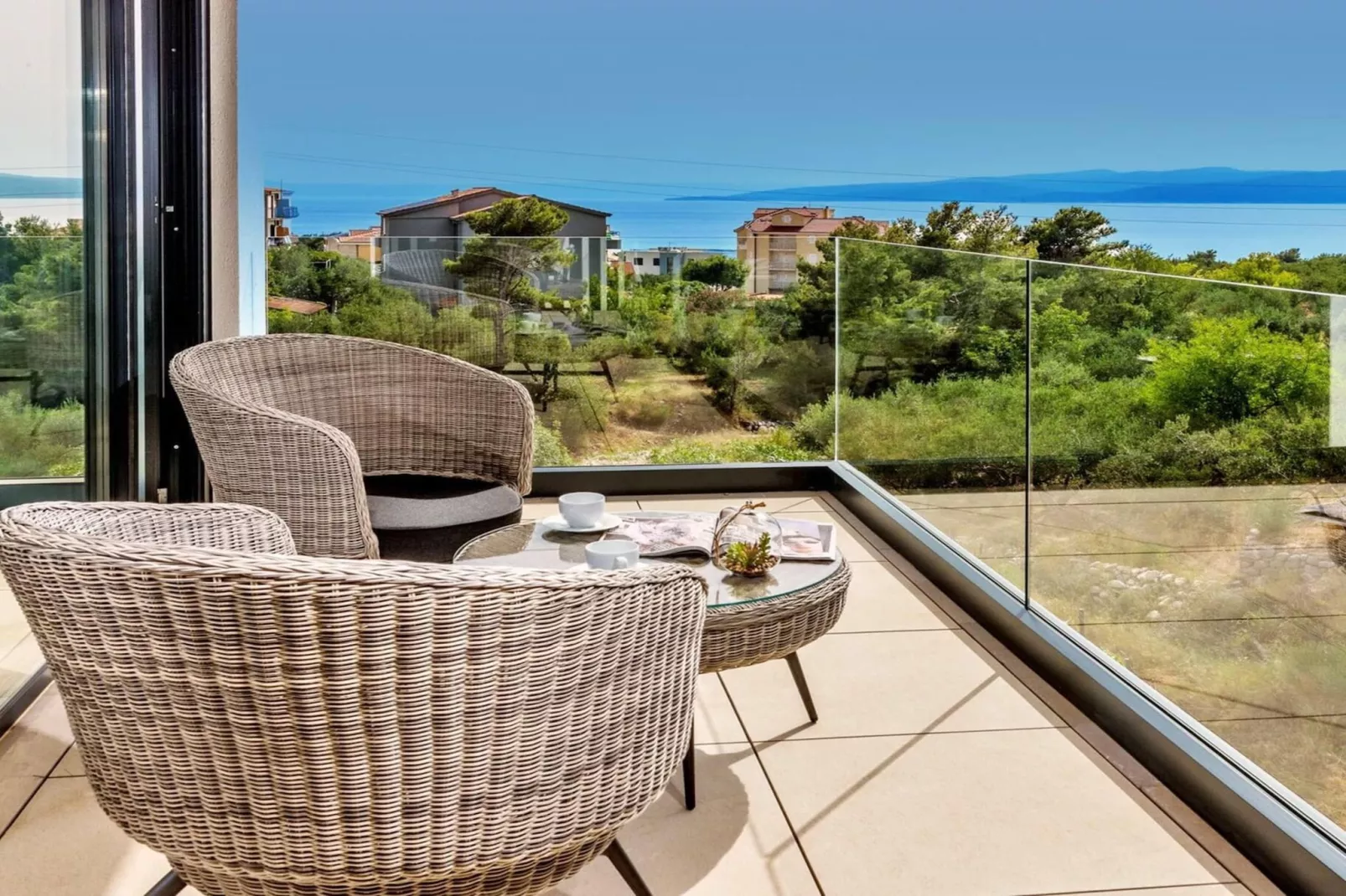 Luxury Villa Delight I – Promajna, Heated Pool - Terrace balcony