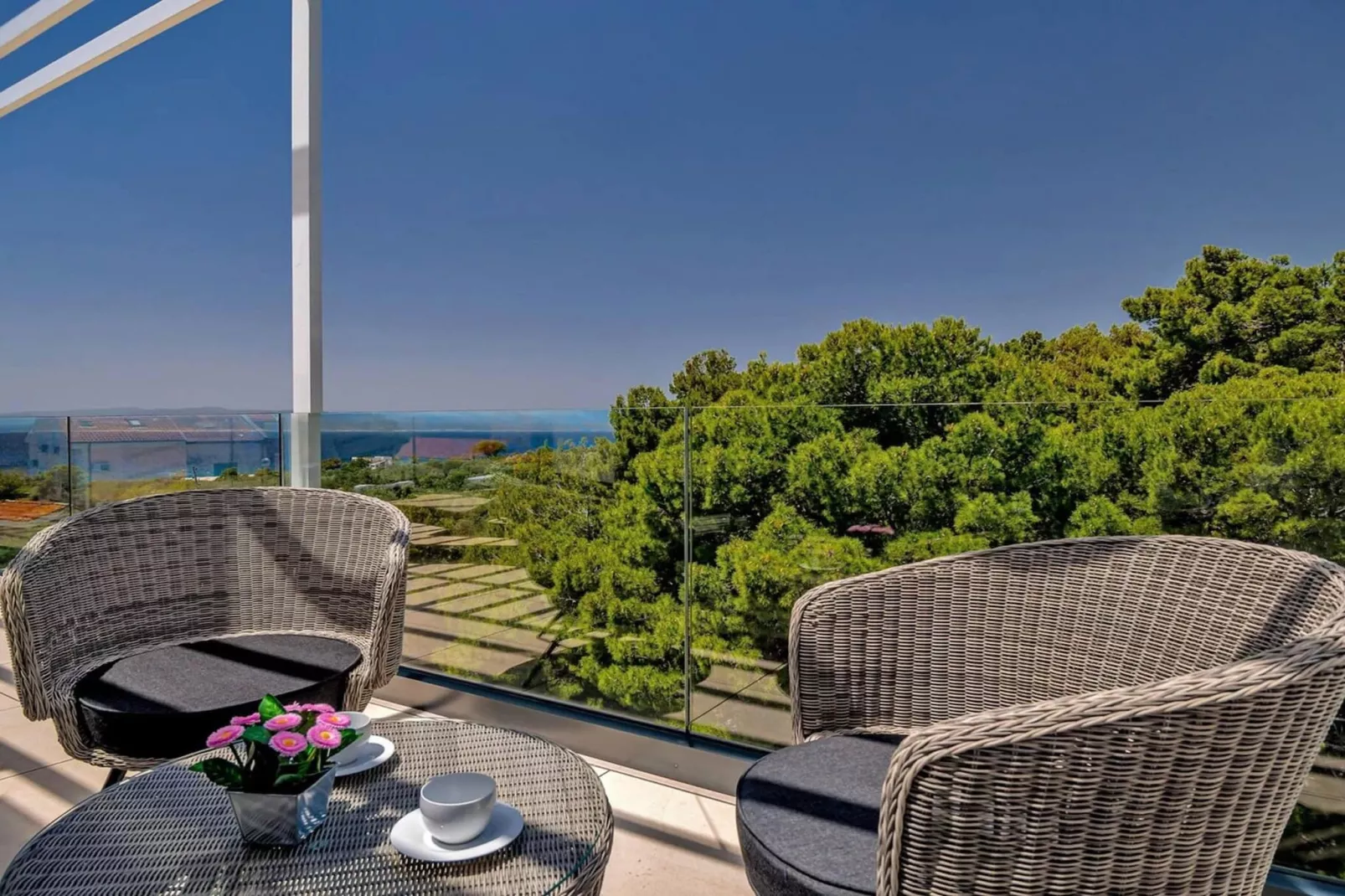 Luxury Villa Delight II – Promajna, Heated Pool - Terrace balcony