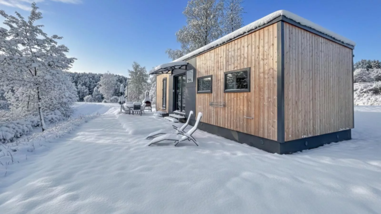 Feriendorf Seeblick - Tiny Chalet Nr 9 - Außenbereich Winter