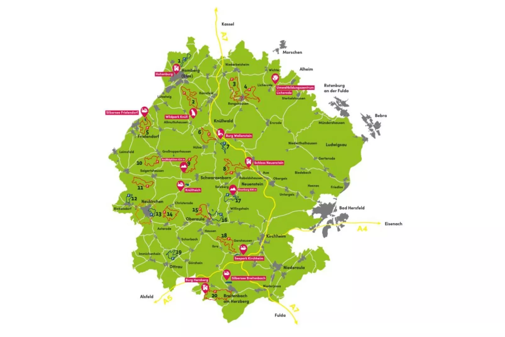 Im Knüllgebirge - Gebiete Sommer 5 km