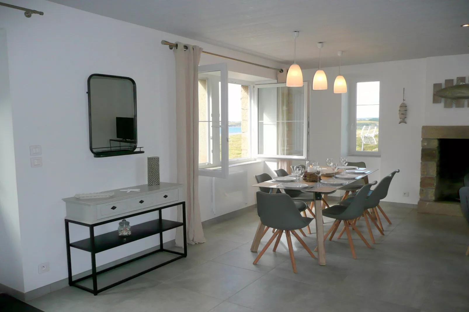 Ferienhaus mit Panorama-Meerblick Plonévez-Porzay - Esszimmer