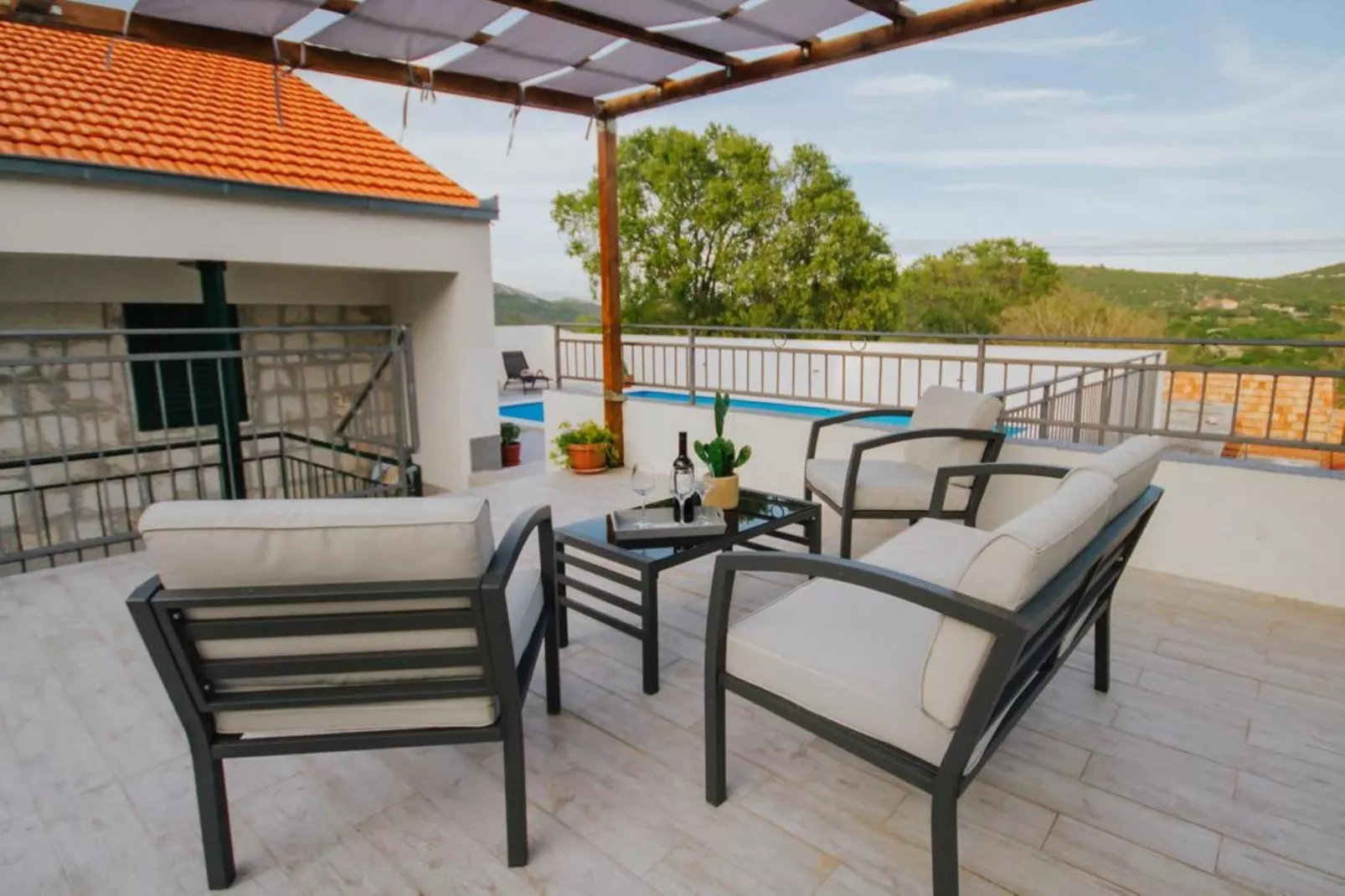 Tranquil Getaway Villa Prapatnica with Pool and Garden - Three  Bedroom Villa with Pool - Terrace balcony