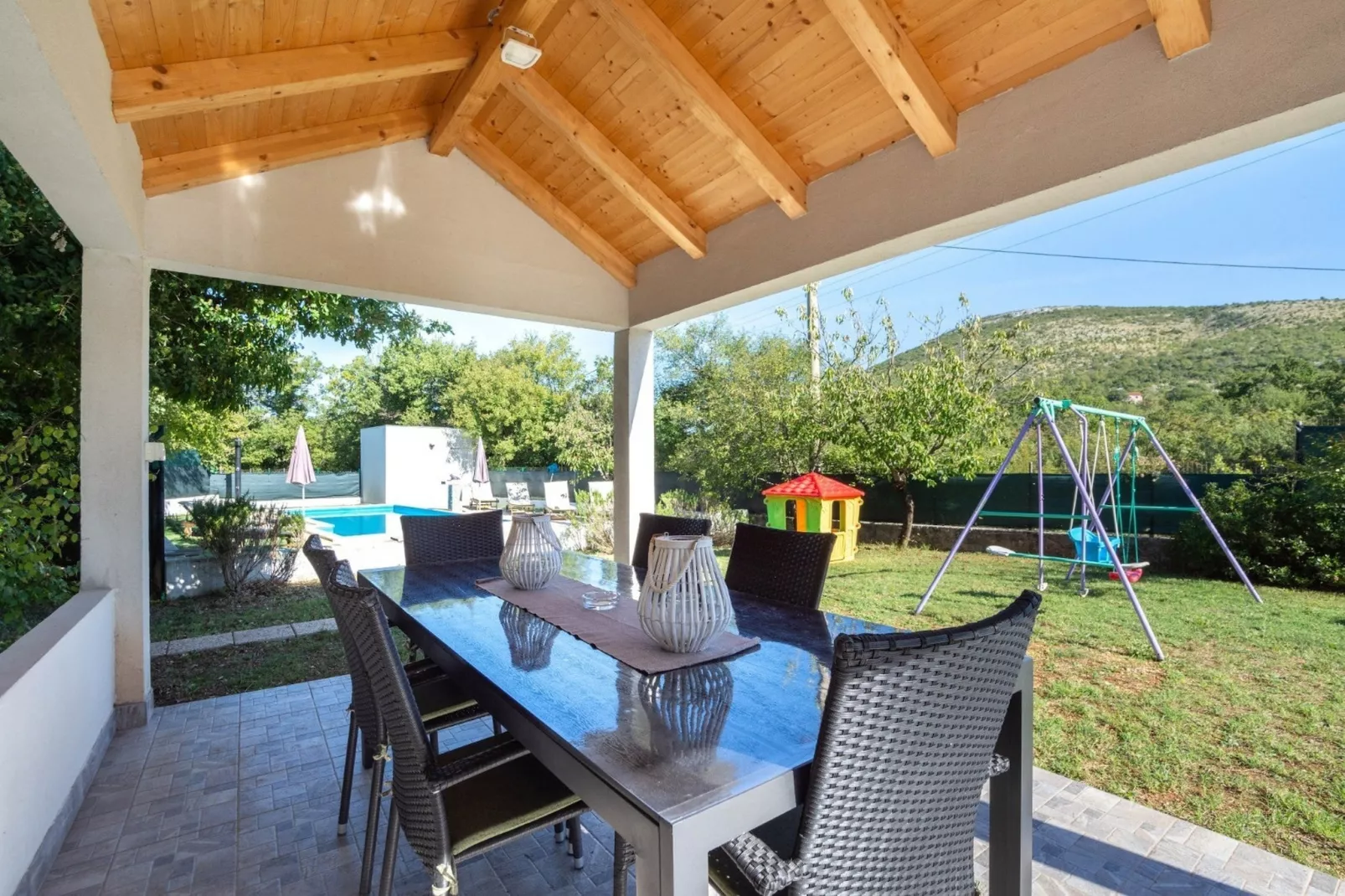 Spacious Prgomet Retreat with Private Pool, Fitness Centre, and Garden - Three Bedroom Villa - Gardens in summer