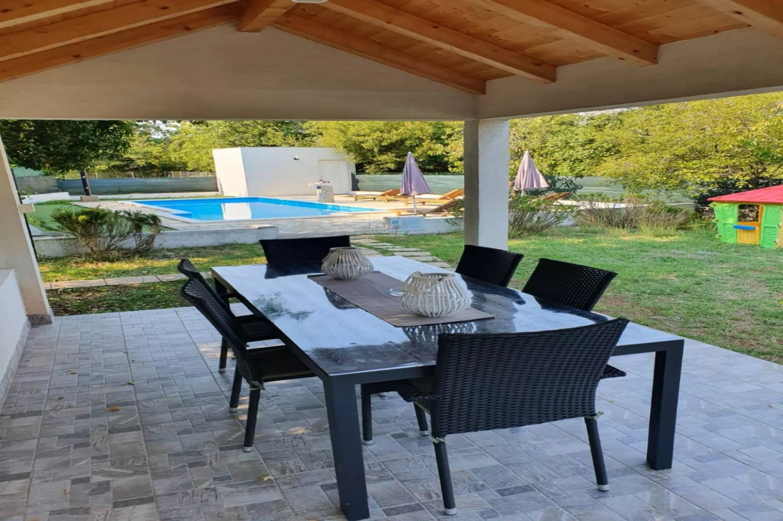 Spacious Prgomet Retreat with Private Pool, Fitness Centre, and Garden - Three Bedroom Villa - Gardens in summer