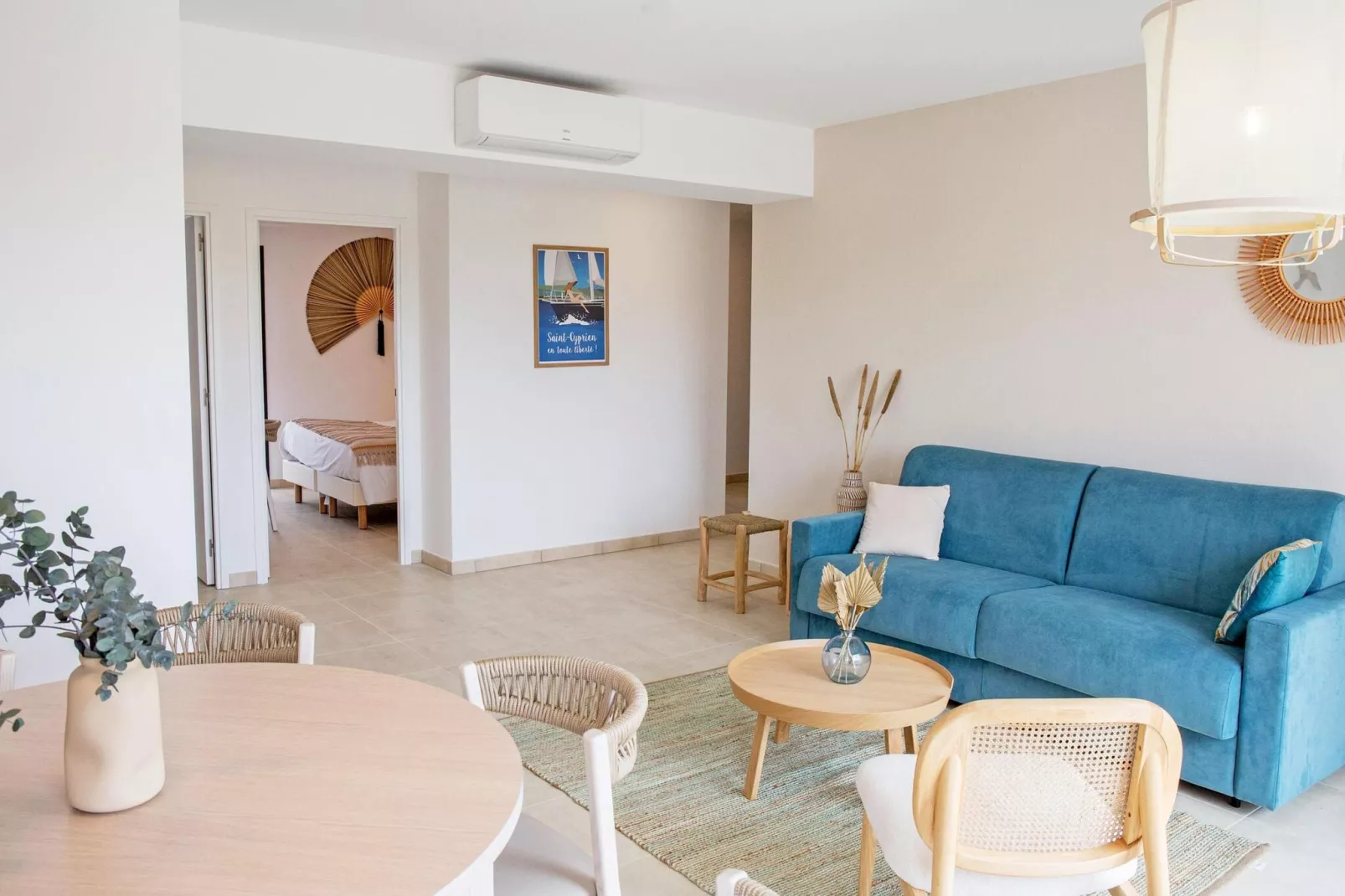 Résidence Domaine du Golfe du Lion St Cyprien - 36 app 6 pers - 2 chambres - climatisé - balcon-Salon