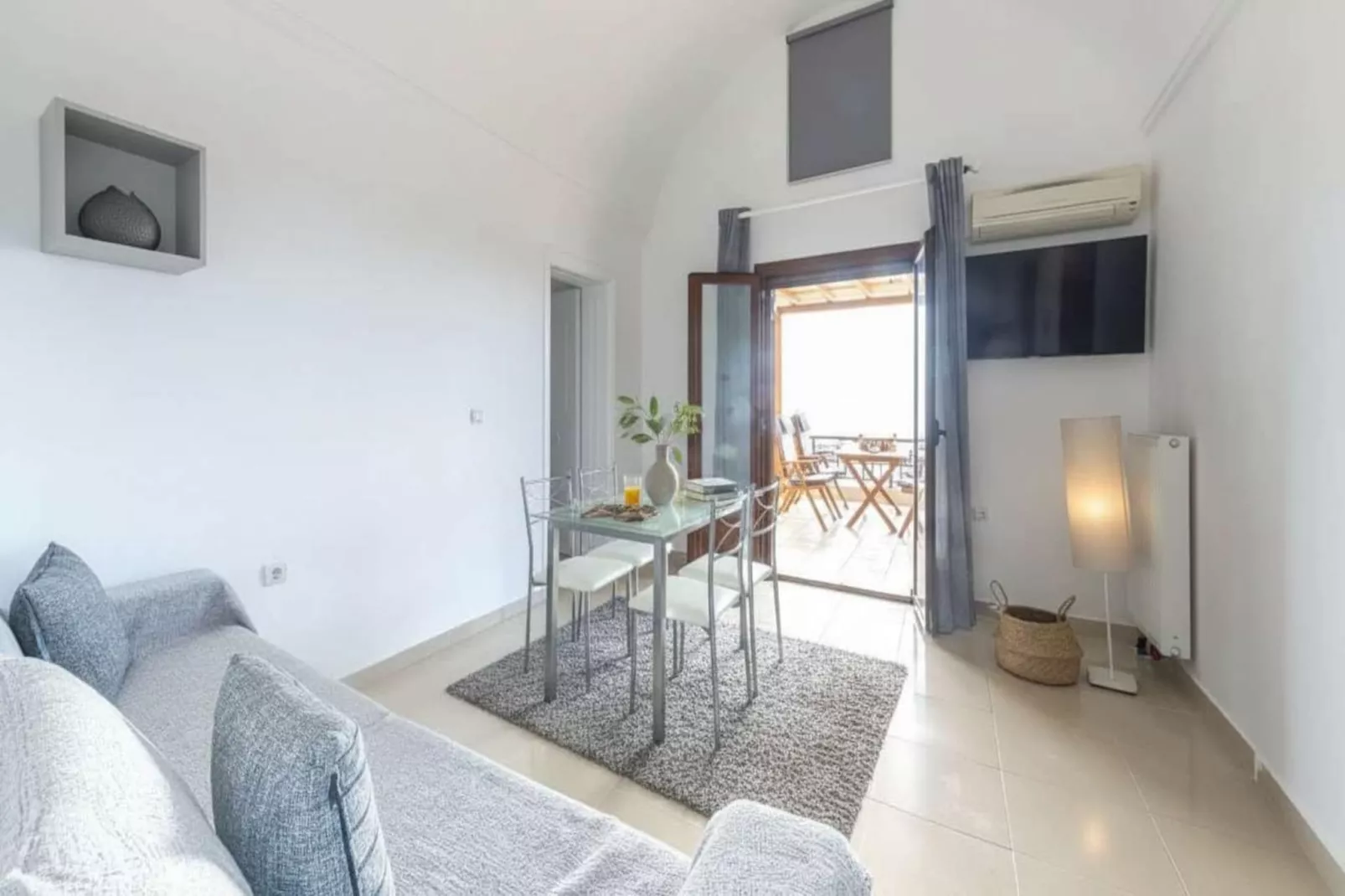 Stylish Santorini Residence with Endless Sea Views - Living room