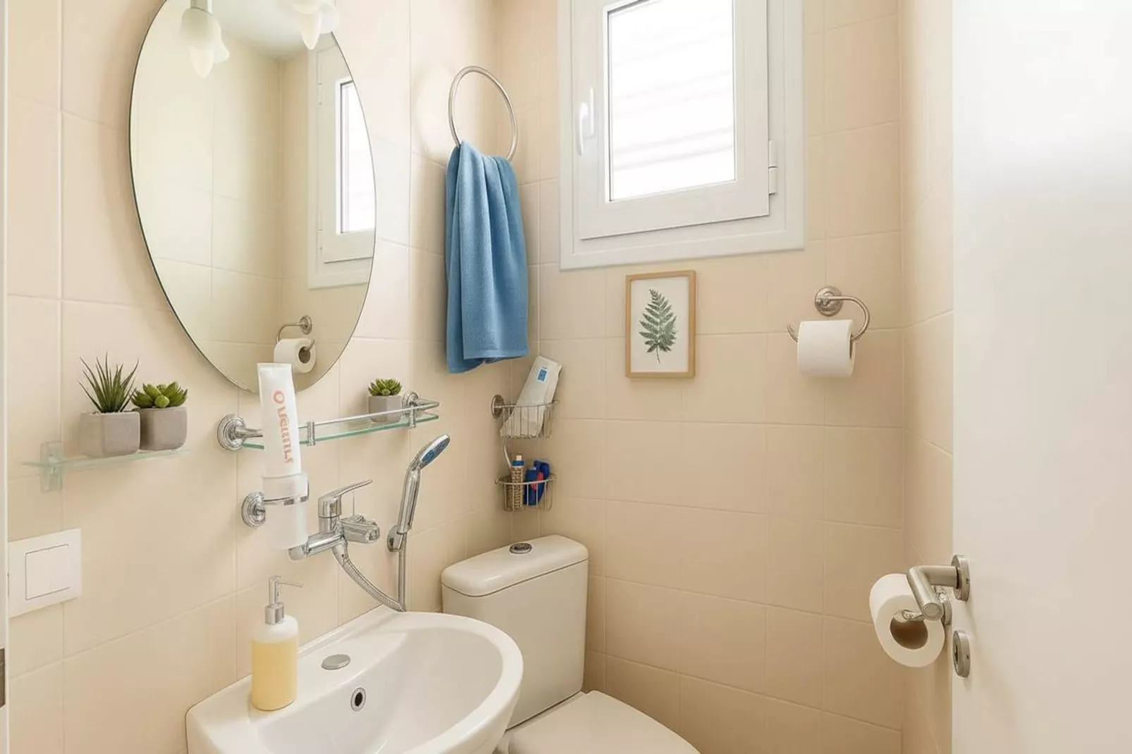 Picturesque Paros White House with Balcony Views - Bathroom