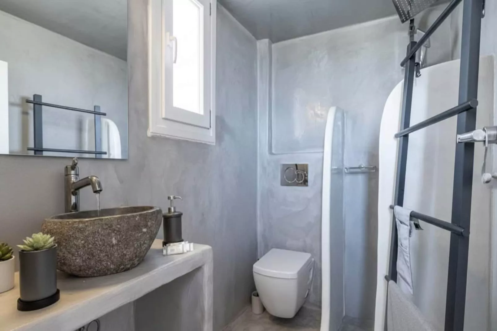 Stylish Santorini Residence with Endless Sea Views - Bathroom