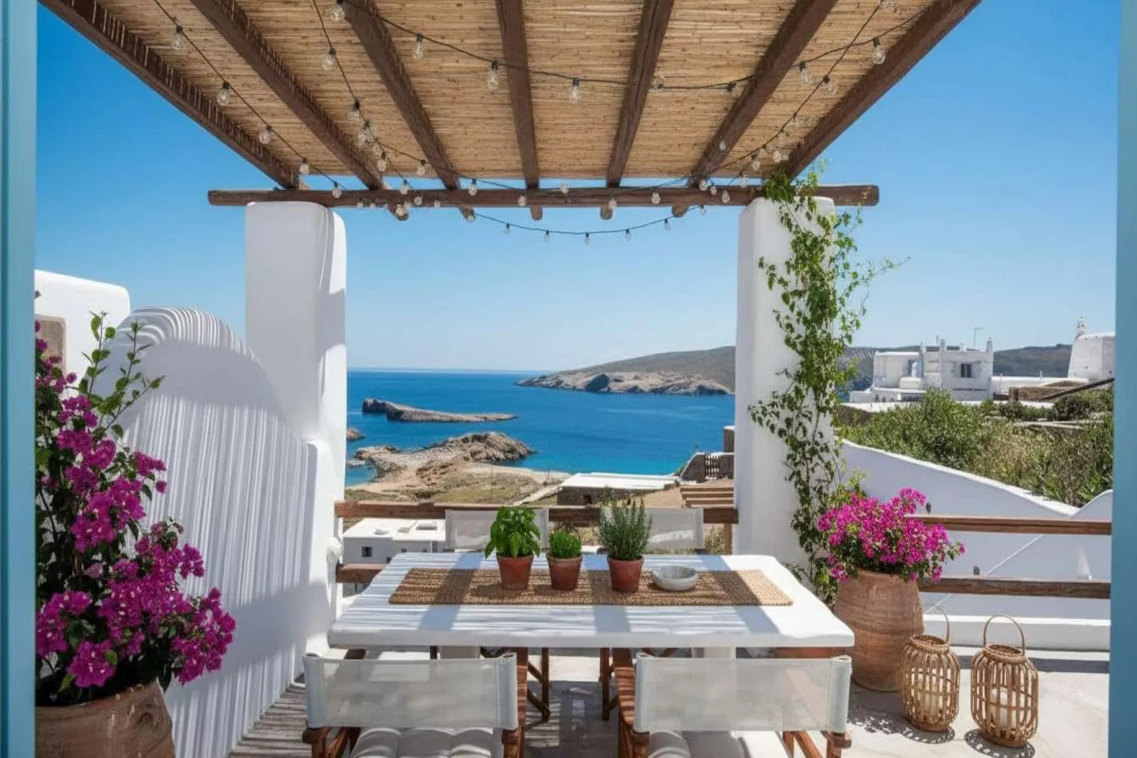 Scenic Agios Sostis Retreat with Sea Views - Terrasse/Balkon