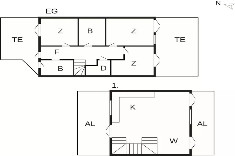 4 room,2 levels - Floor plan