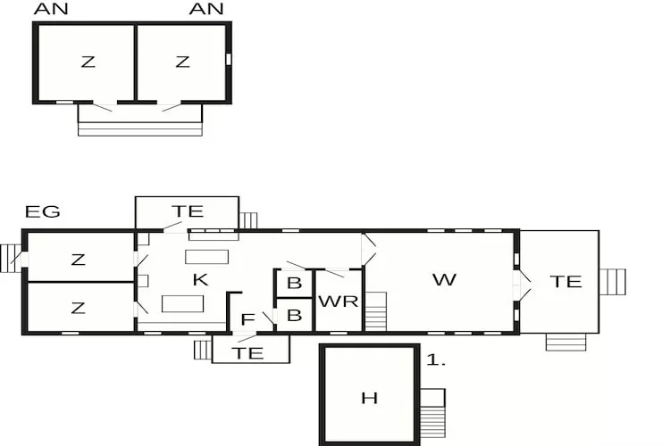 Cottage en bord de mer avec terrasse et barbecue - Plan