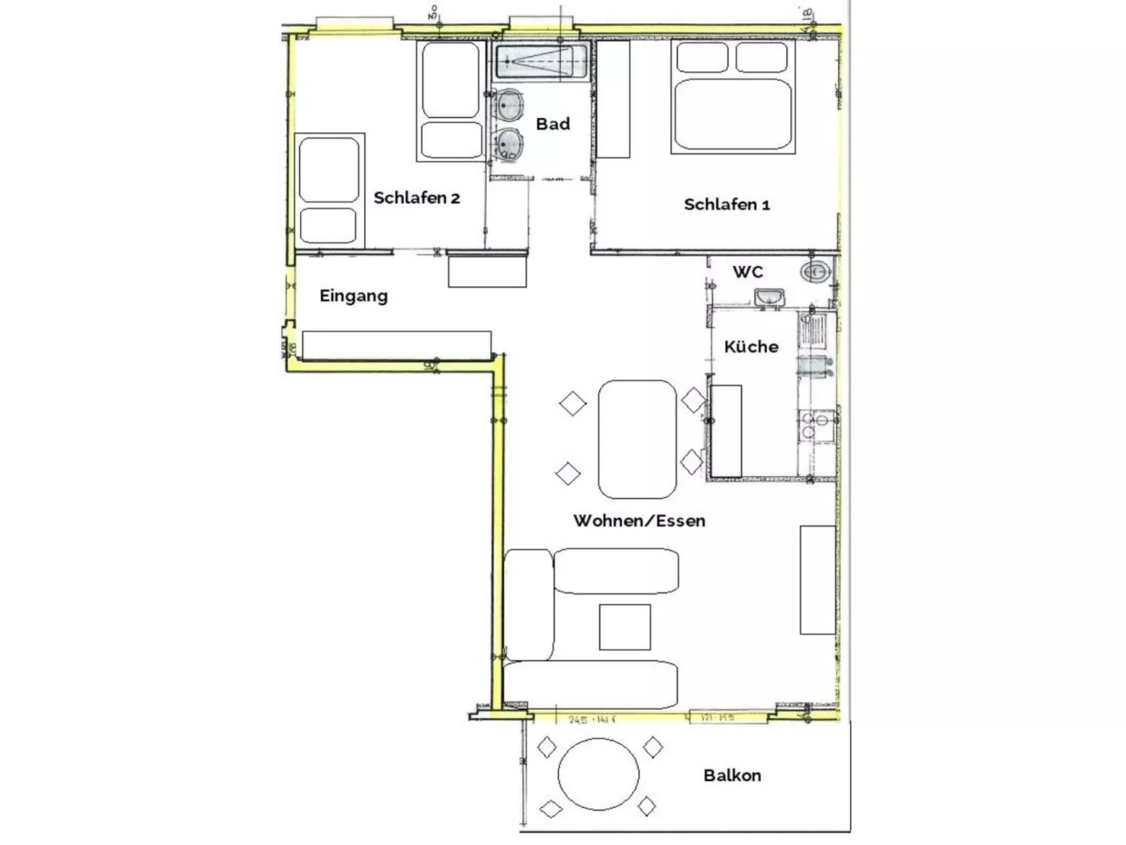 Casa Pignia - Roth, (Laax GR). 3-Zimmerwohnung - Drinnen
